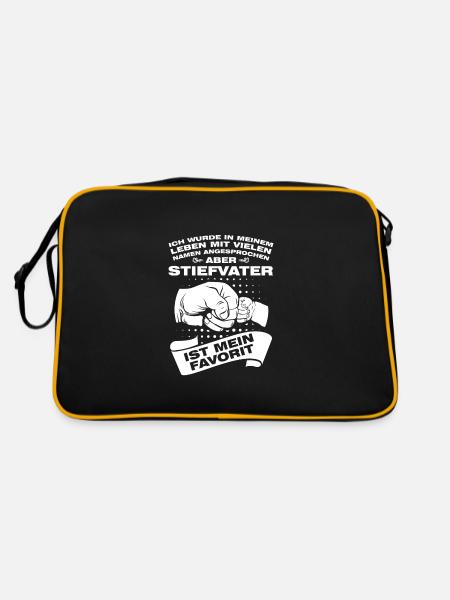 Stiefvater Stiefkind Stiefpapa Geschenk - Retro Tasche - Schwarz/Gold - Hinten