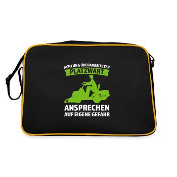 Platzwart Garten Rasenmäher Geschenk - Retro Tasche - Schwarz/Gold - Hinten