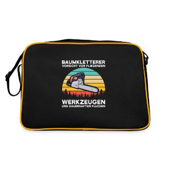 Baumkletterer Arborist Waldarbeiter Geschenk - Retro Tasche - Schwarz/Gold - Hinten