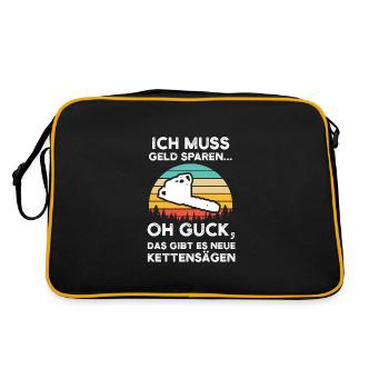 Baumkletterer Arborist Baumpfleger Geschenk - Retro Tasche - Schwarz/Gold - Hinten