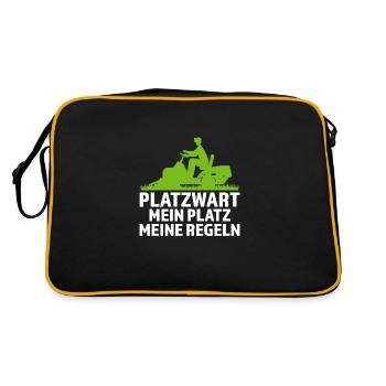 Platzwart Garten Rasenmäher Geschenk - Retro Tasche - Schwarz/Gold - Hinten