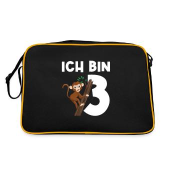 3.Geburtstag Affe Geburtstagsparty Geschenk - Retro Tasche - Schwarz/Gold - Hinten