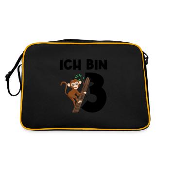 3.Geburtstag Affe 3 Jahre alt Geschenk - Retro Tasche - Schwarz/Gold - Hinten