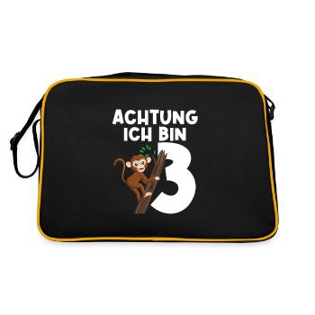 3.Geburtstag Affe Geburtstagsfeier Geschenk - Retro Tasche - Schwarz/Gold - Hinten