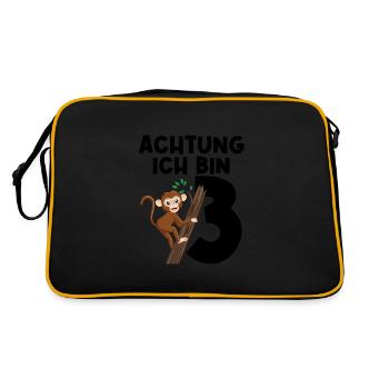 3.Geburtstag Affe 3 Jahre alt Geschenk - Retro Tasche - Schwarz/Gold - Hinten