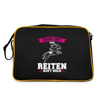 Reiten Mädchen Pferdesport Geschenk - Retro Tasche - Schwarz/Gold - Hinten