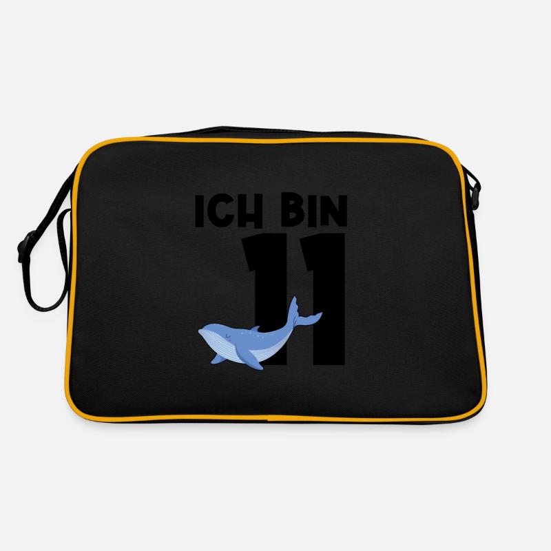 11. Geburtstag Wal 11 Jahre alt Geschenk - Retro Tasche - Schwarz/Gold