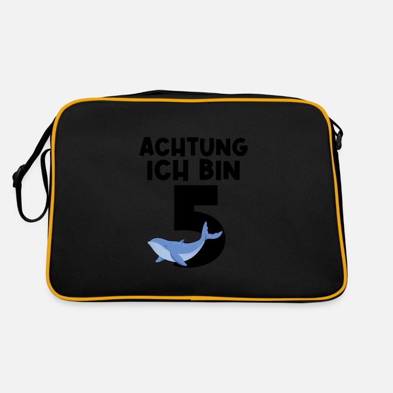5.Geburtstag Wal 5 Jahre alt Geschenk - Retro Tasche - Schwarz/Gold