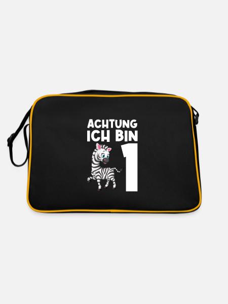 1.Geburtstag Zebra 1 Jahr Geschenk - Retro Tasche - Schwarz/Gold
