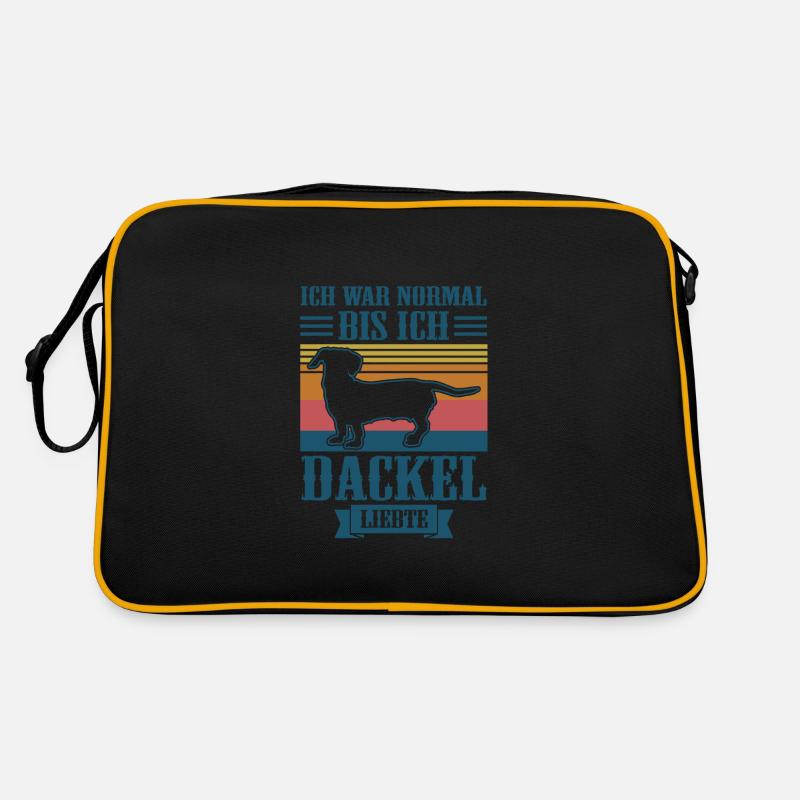 Dackel Hund Dackel Besitzer Geschenk - Retro Tasche - Schwarz/Gold