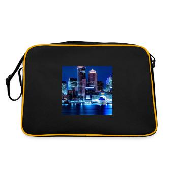 Großstadt Skyline bei Nacht - Retro Tasche - Schwarz/Gold - Hinten