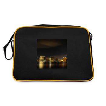 Großstadt Skyline bei Nacht - Retro Tasche - Schwarz/Gold - Hinten