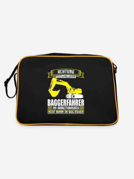 Baggerfahrer Job Bagger Geschenk - Retro Tasche - Schwarz/Gold - Hinten