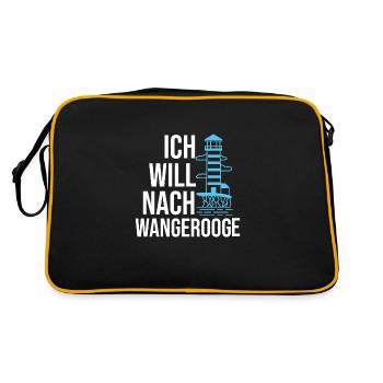 Wangerooge Norddeutschland Nordsee Geschenk - Retro Tasche - Schwarz/Gold - Hinten
