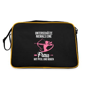 Bogen Sport Bogenschießen Bogen Geschenk - Retro Tasche - Schwarz/Gold - Hinten