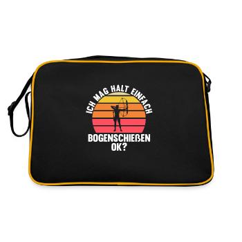 Bogen Sport Bogenschießen Bogen Geschenk - Retro Tasche - Schwarz/Gold - Hinten