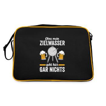 Bogen Sport Bogenschießen Bogen Geschenk - Retro Tasche - Schwarz/Gold - Hinten