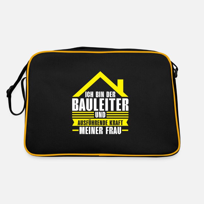 Baustelle Bauleiter Bau Geschenk - Retro Tasche - Schwarz/Gold