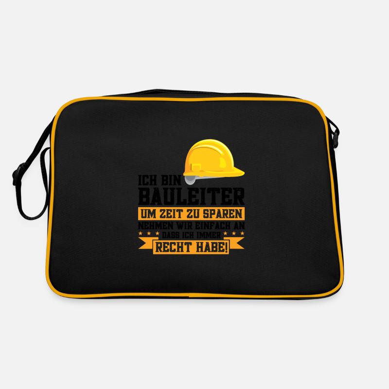 Baustelle Bauleiter Bau Geschenk - Retro Tasche - Schwarz/Gold