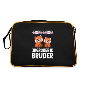 Großer Bruder Katzen Grosser Bruder Geschenk - Retro Tasche - Schwarz/Gold - Hinten