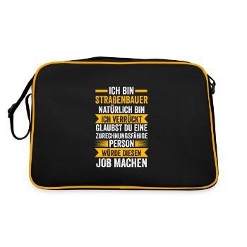 Straßenbauer Job Asphaltbauer Geschenk - Retro Tasche - Schwarz/Gold - Hinten