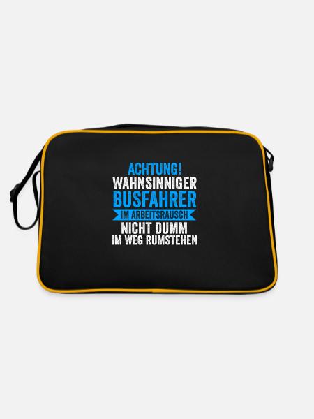 Busfahrer Job Busfahren Geschenk - Retro Tasche - Schwarz/Gold - Hinten