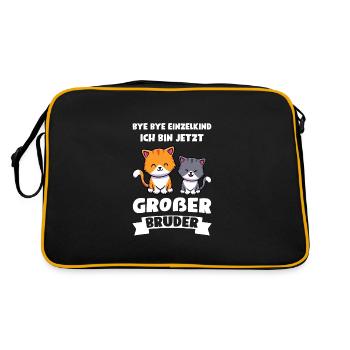 Großer Bruder Katzen Grosser Bruder Geschenk - Retro Tasche - Schwarz/Gold - Hinten