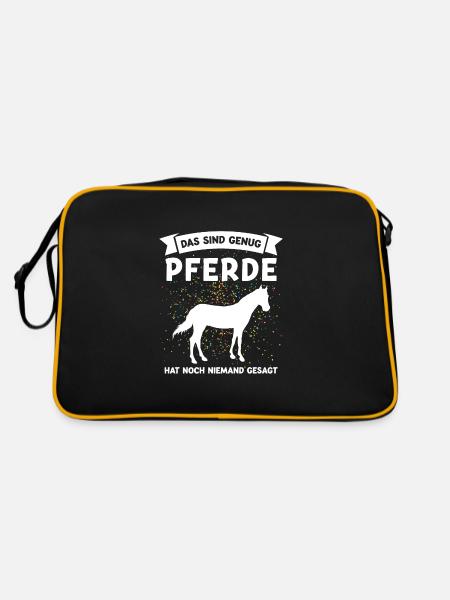 Reiterin Pferd Pferdesport Geschenk - Retro Tasche - Schwarz/Gold - Hinten