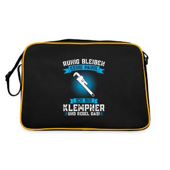 Klempner Beruf Installateur Geschenk - Retro Tasche - Schwarz/Gold - Hinten