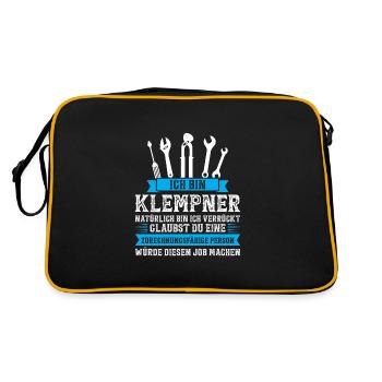 Klempner Beruf Installateur GeschenkKlempner Beruf - Retro Tasche - Schwarz/Gold - Hinten
