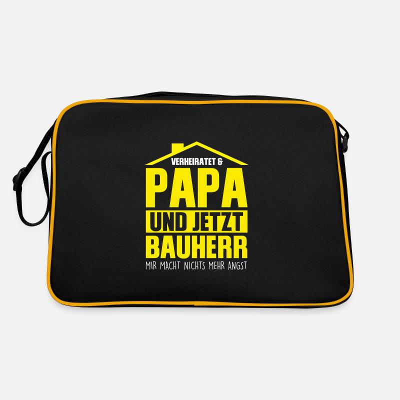 Bauherr Papa Eigenheim Geschenk Retro Tasche