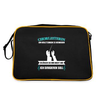 Chorleiterin Beruf Chorleitung Geschenk - Retro Tasche - Schwarz/Gold - Hinten
