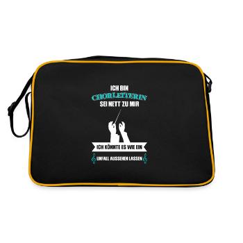Chorleiterin Beruf Chor Geschenk - Retro Tasche - Schwarz/Gold - Hinten