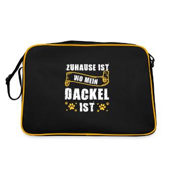 Dackel Hund Dackel Hund Geschenk - Retro Tasche - Schwarz/Gold - Hinten