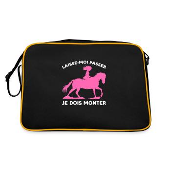 cavalier Cheval propriétaire de chevaux Geschenk - Retro Tasche - Schwarz/Gold - Hinten