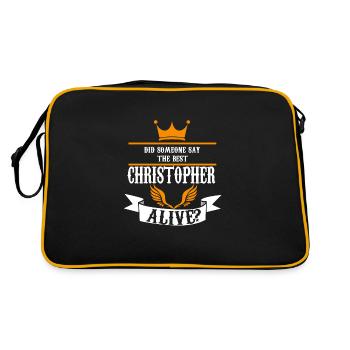 Vorname Christopher Name Christopher Geschenk - Retro Tasche - Schwarz/Gold - Hinten