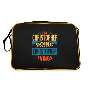 Vorname Christopher Name Christopher Geschenk - Retro Tasche - Schwarz/Gold - Hinten