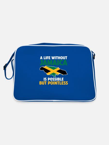 Jamaika Jamaikanische Flagge Jamaikanisches Gesche - Retro Tasche - Blau/Weiß - Hinten