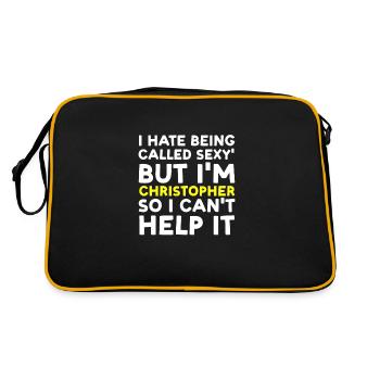Vornamen Christopher namens Christopher Geschenk - Retro Tasche - Schwarz/Gold - Hinten