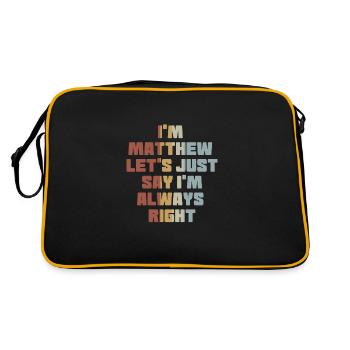 Vorname Matthew Geburtsname Geschenk - Retro Tasche - Schwarz/Gold - Hinten