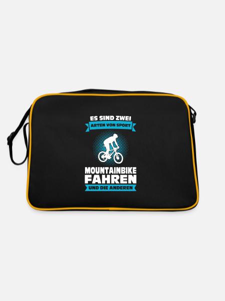 Mountainbike Downhill Mountainbike Fahrer Geschenk - Retro Tasche - Schwarz/Gold