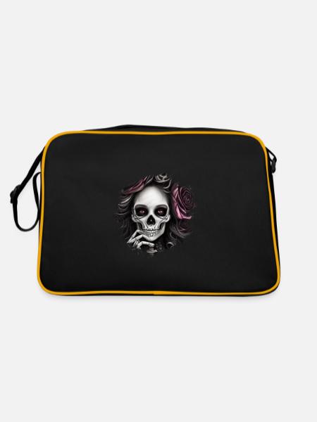 Crâne de squelette - Sac Retro - noir/or - Dos
