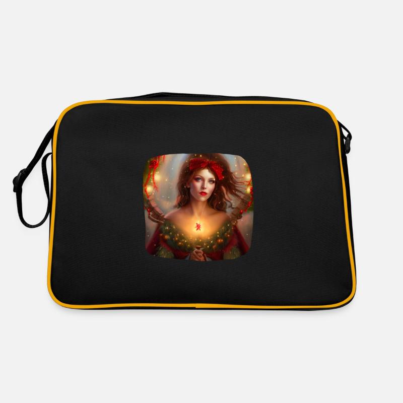 Weihnachtsfrau - Retro Tasche - Schwarz/Gold