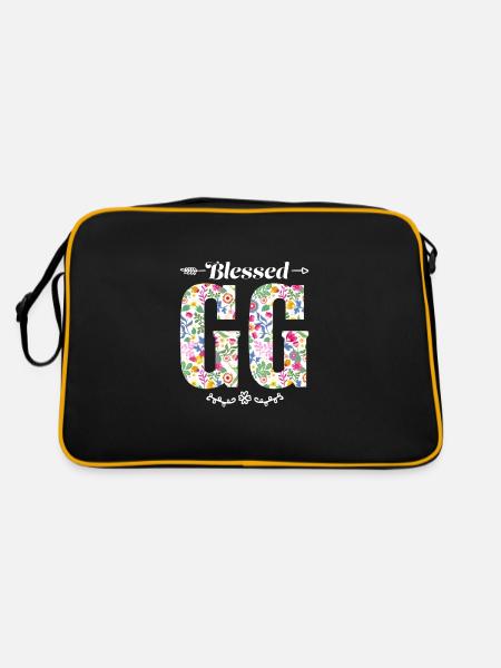 Großmutter GG Oma Geschenk - Retro Tasche - Schwarz/Gold - Hinten