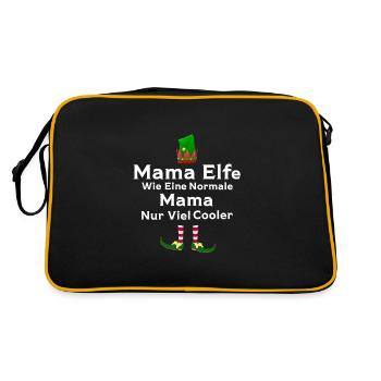 Mutter Elf Mütter Geschenk - Retro Tasche - Schwarz/Gold - Hinten