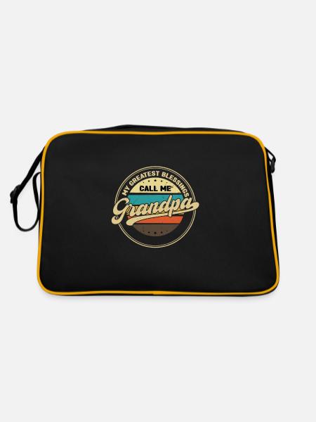grandfather Grandpa grandad Geschenk - Retro Tasche - Schwarz/Gold - Hinten
