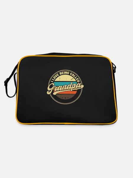grandfather Grandpa grandad Geschenk - Retro Tasche - Schwarz/Gold - Hinten