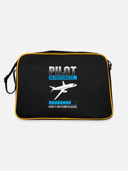 Pilot Pilot Flugzeug Geschenk - Retro Tasche - Schwarz/Gold - Hinten