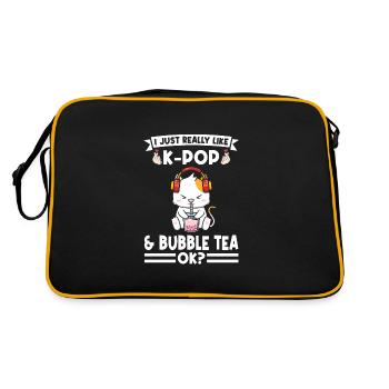 Blase Tee kpop Blase Tee Katze Katze Lover Geschen - Retro Tasche - Schwarz/Gold - Hinten
