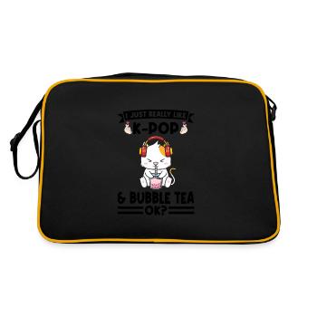 Blase Tee kpop Blase Tee Katze Katze Lover Geschen - Retro Tasche - Schwarz/Gold - Hinten